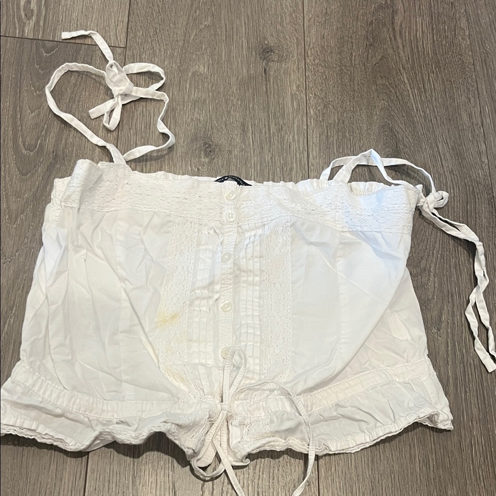 Women's White Lace Trim top